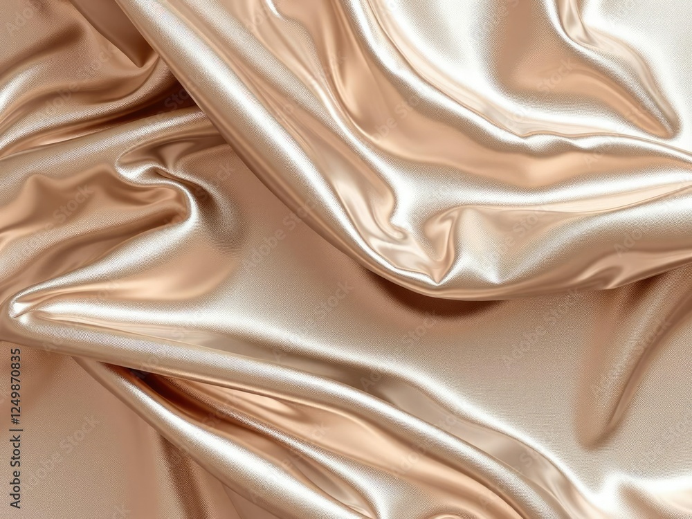Fototapeta premium Shiny metallic fabric with intricate fold patterns, futuristic textile, reflective fabric