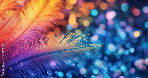 Wallpaper Mural A vibrant Mardi Gras-inspired background sparkles with glowing bokeh lights, shimmering feathers, and glittering accents, capturing the lively energy of this colorful and festive celebration. Torontodigital.ca