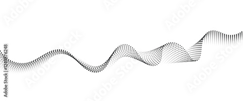 Flowing Dot Wave halftone gradient pattern on transparent background	
