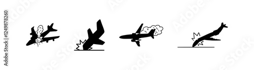 Plane crash icon illustration