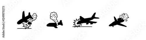 Plane crash icon illustration