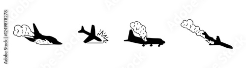 Plane crash icon illustration