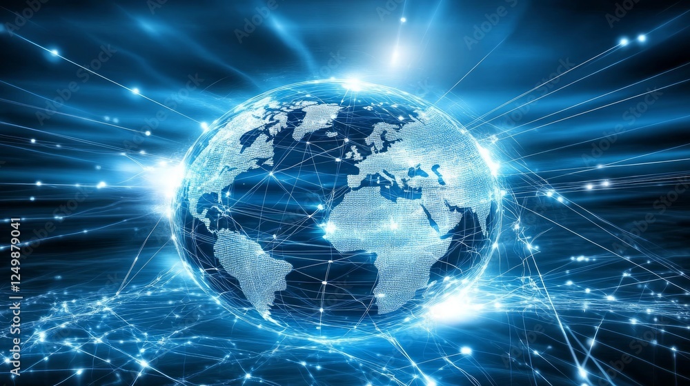 Global traffic using networks and communication links in an abstract Global traffic using networks and communication links in an abstract
