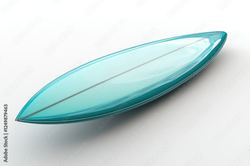 A sleek, turquoise surfboard designed for riding ocean waves. A sleek, turquoise surfboard designed for riding ocean waves.