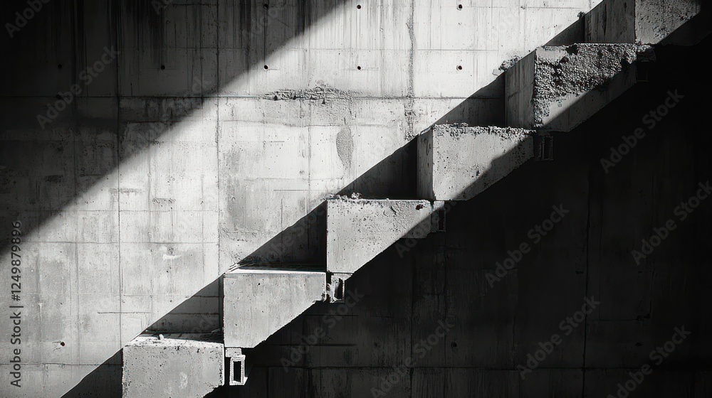 Geometric Shadows: A Concrete Staircase with Stark Contrasts and Texture Geometric Shadows: A Concrete Staircase with Stark Contrasts and Texture