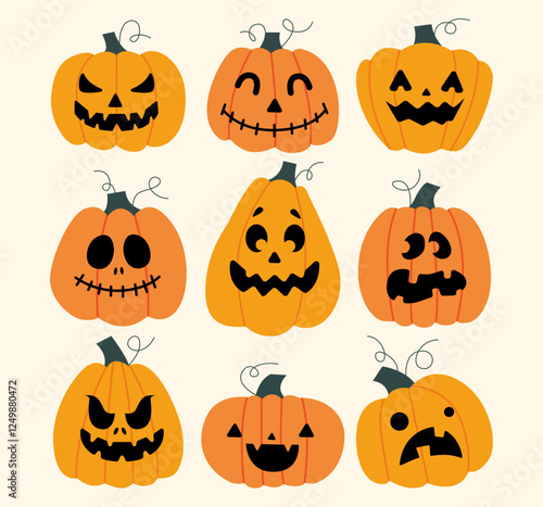 set of halloween pumpkins halloween 