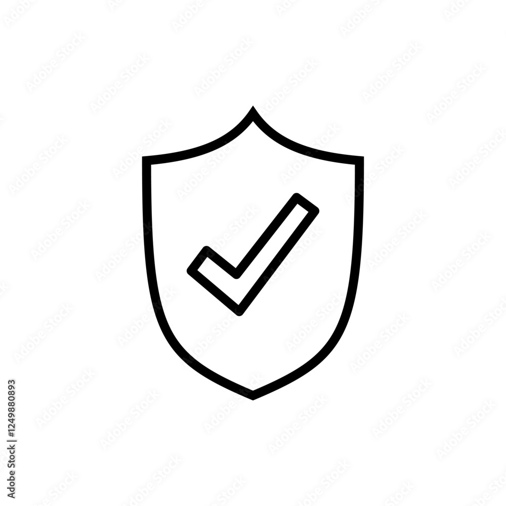 Shield check mark icon vector. Protection approve sign. Insurance icon Shield check mark icon vector. Protection approve sign. Insurance icon