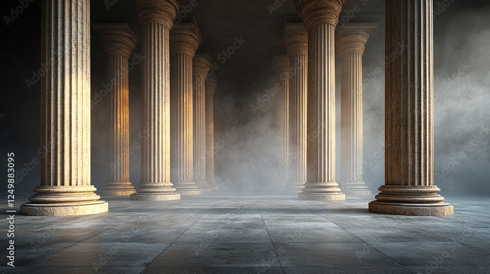 Majestic marble columns rise as swirling clouds surround them, symbolizing divine judgment. Mount Olympus glows with radiant light, casting fate upon mortals below in an ethereal, chaotic scene.
Majestic marble columns rise as swirling clouds surround them, symbolizing divine judgment. Mount Olympus glows with radiant light, casting fate upon mortals below in an ethereal, chaotic scene.