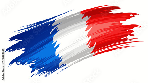 France flag in abstract brush stroke style as vector graphic isolated