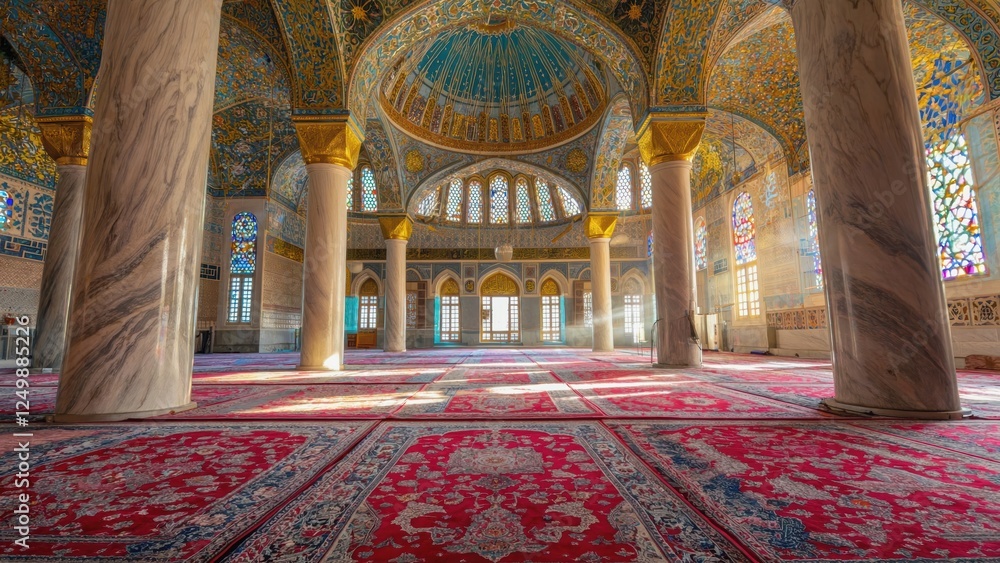 Obraz premium Interior of a Mosque with Red Carpets