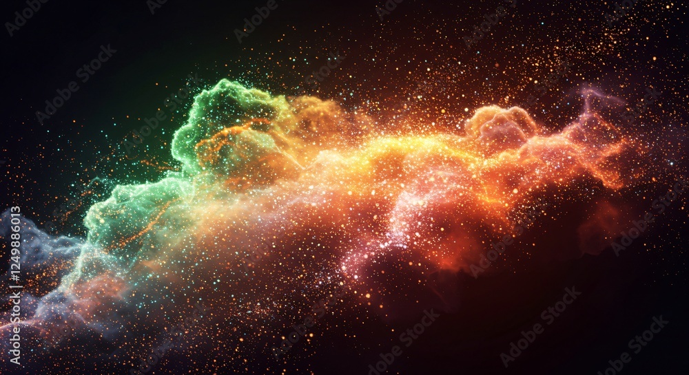 Obraz premium Abstract particle clouds with glowing and transparent elements