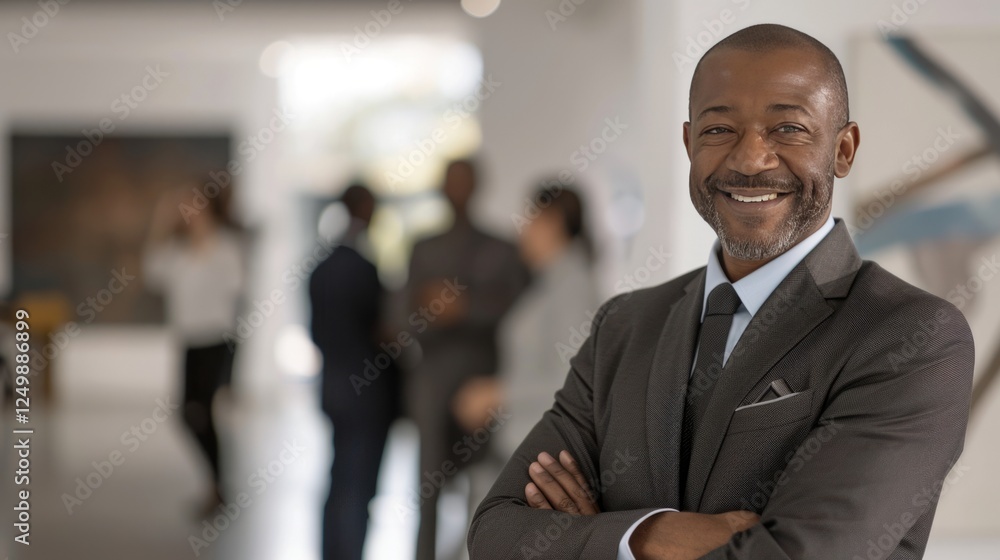 Confident African American Businessman Portrait in Gallery Setting Confident African American Businessman Portrait in Gallery Setting