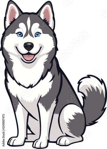 siberian husky dog mascot logo design concept vector illustration white background