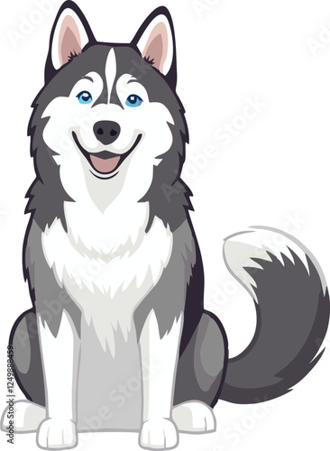 siberian husky dog mascot logo design concept vector illustration white background