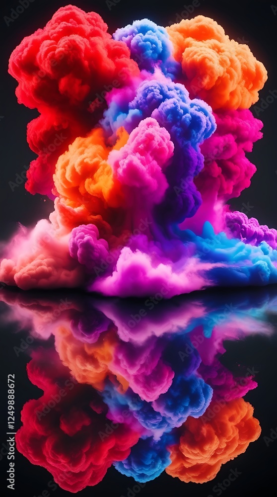 Vibrant explosion of colorful smoke in a dark space, creating a mesmerizing visual effect. Abstract cloud of pink, orange, and blue hues blending seamlessly in digital art.
Vibrant explosion of colorful smoke in a dark space, creating a mesmerizing visual effect. Abstract cloud of pink, orange, and blue hues blending seamlessly in digital art.