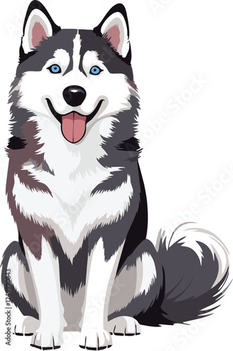 siberian husky dog mascot logo design concept vector illustration white background