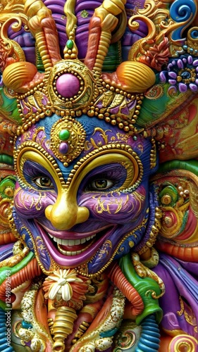 Wallpaper Mural Colorful carnival mask adorned with intricate details and vibrant patterns in a lively festival setting Torontodigital.ca