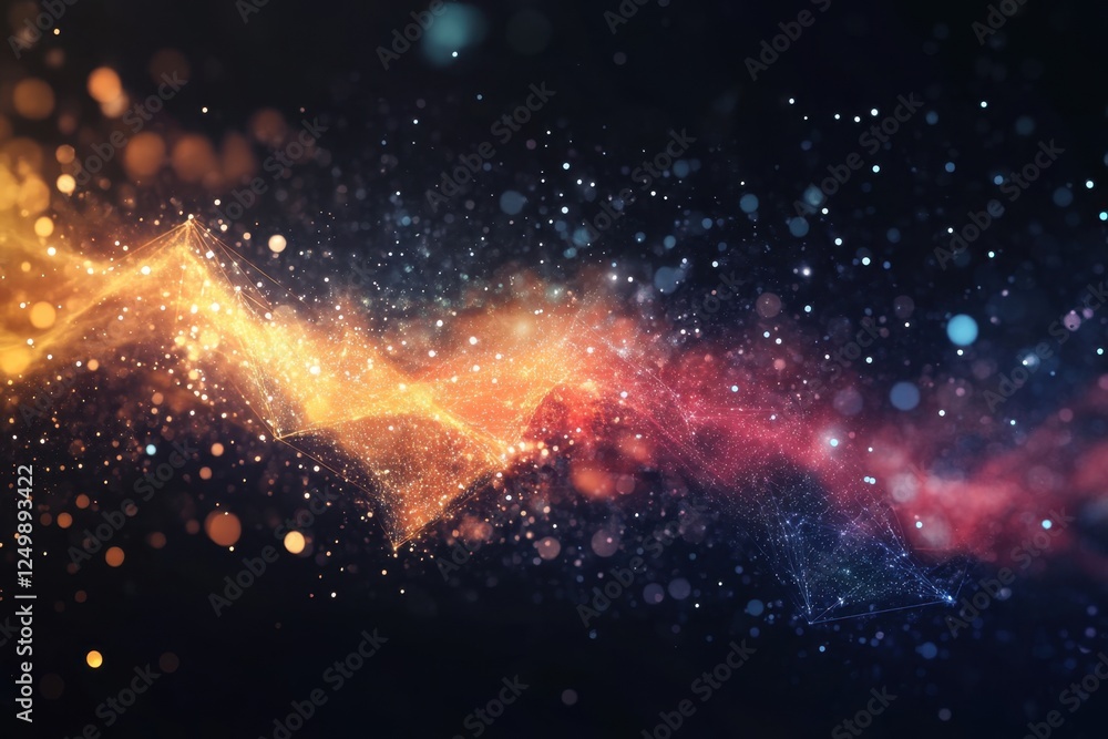 Fototapeta premium Abstract network of glowing particles connecting in a dark space