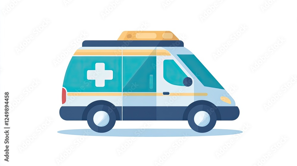 Side view of ambulance car with alert light. Side view of ambulance car with alert light.