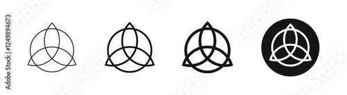 Celtic trinity knot vector icons set. Celtic trinity symbols. Triquetra icon set. Traditional celtic ornament