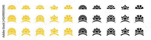 Sun vector icons. Sun vector collection. Sun, sunshine, sunrise or sunset. Sun rays set