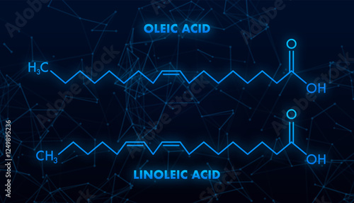 Oleic Acid and Linoleic Acid Structural Formulas Showing Chemical Compounds