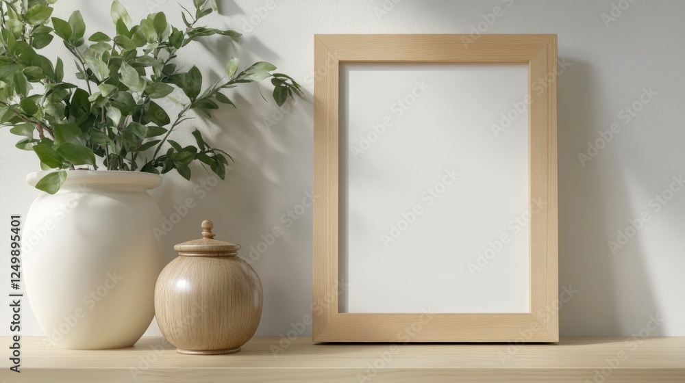 Elegant Funeral Mockup with Memorial Urn and Blank Photo Frame Elegant Funeral Mockup with Memorial Urn and Blank Photo Frame
