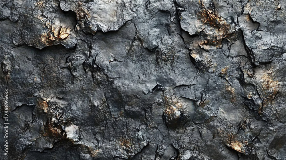 Rough dark gray stone wall texture with modern bright tones and blurred background, offering empty space for captions, symbolizing chaos and contrast between solidity and impermanence.

