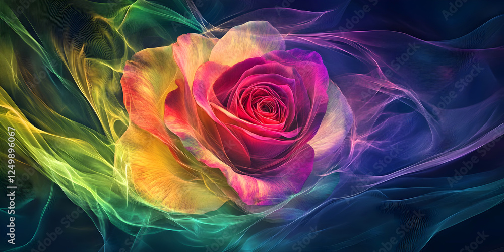 abstract colorful background with roses, ai generated.