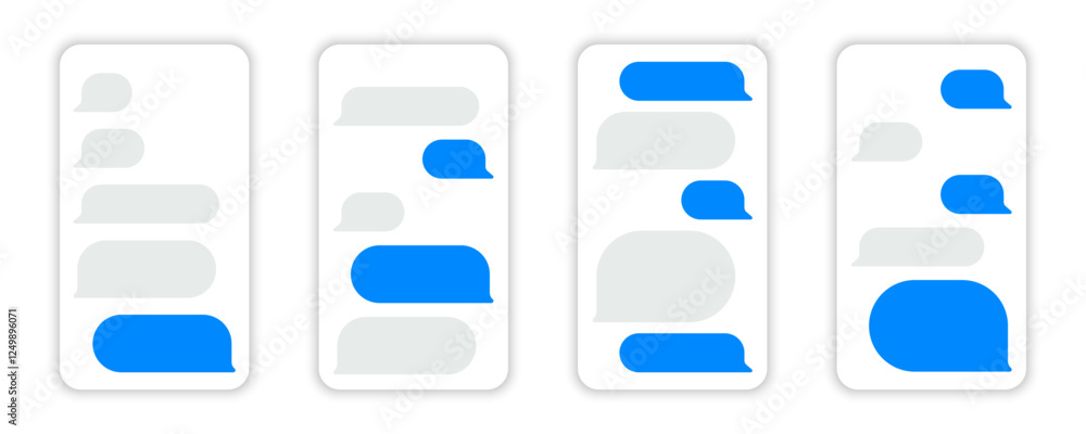 Online chatting. Message smartphone template. Message bubbles chat on smartphone icons. Phone chatting sms template bubbles. Smartphone chatting bubbles, place your own text. Online chatting. Message smartphone template. Message bubbles chat on smartphone icons. Phone chatting sms template bubbles. Smartphone chatting bubbles, place your own text.