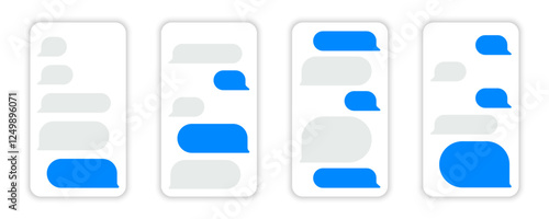 Online chatting. Message smartphone template. Message bubbles chat on smartphone icons. Phone chatting sms template bubbles. Smartphone chatting bubbles, place your own text.