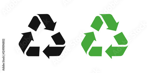 Recycle symbols. Recycling arrow icons. Reusing symbols. Recycling label. Recycle badge. Recycling icons. Recycle, reuse and reduce icons.