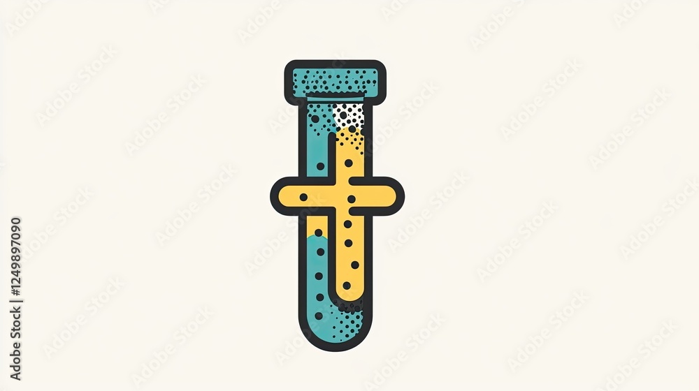 Test tube with cross icon, medical research concept. Test tube with cross icon, medical research concept.