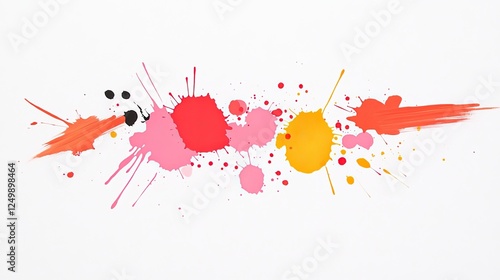 Colorful splashes of paint on a white background, showcasing creative artistic expression photo