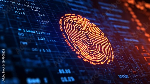 Digital fingerprint graphic showcasing advanced technology and data security concepts