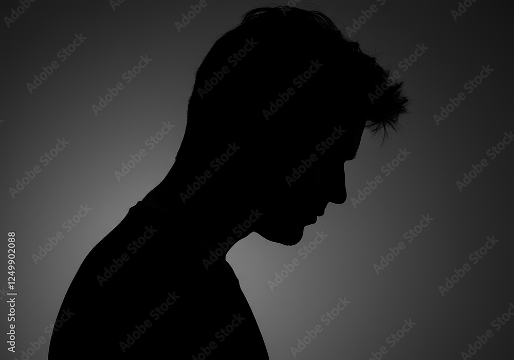Silhouette Of A Pensive Young Man Silhouette Of A Pensive Young Man