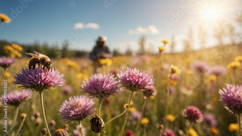 Honigbiene auf einer sommerlichen Blumenwiese
