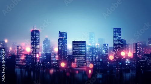 Night cityscape glowing with vibrant lights.