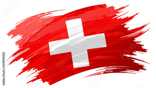 Switzerland flag in abstract brush stroke style isolated on white background