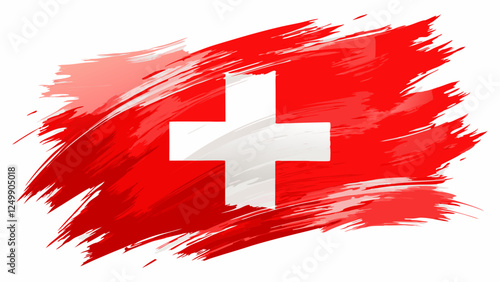 Switzerland flag in abstract brush stroke style isolated on white background