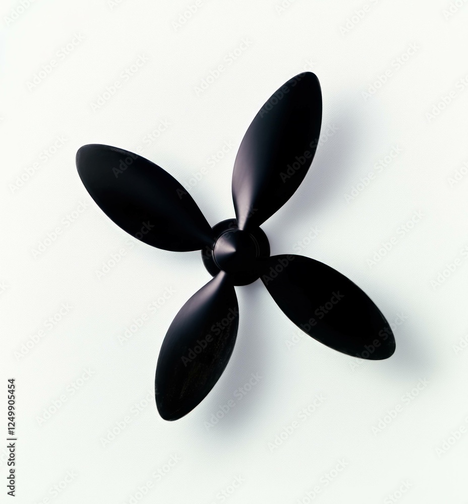 Stylish black ceiling fan with four elegant blades, perfect for modern home decor and enhancing interior spaces Ideal for summer or tropical settings
