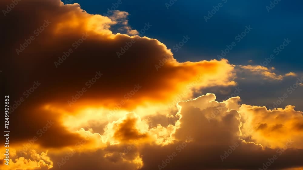 Beautiful sunset with dramatic clouds illuminating the evening sky in vibrant orange and blue hues Beautiful sunset with dramatic clouds illuminating the evening sky in vibrant orange and blue hues