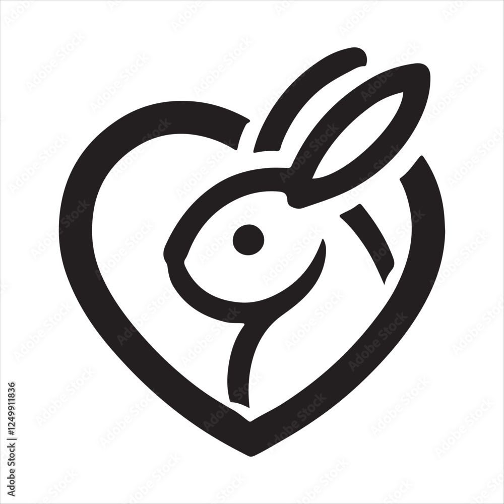 Rabbit with heart shape vector silhouette art illustration Rabbit with heart shape vector silhouette art illustration