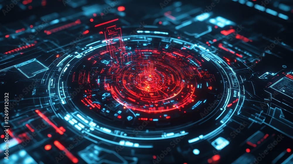 A digital hologram of virus, The futuristic dark background. A digital hologram of virus, The futuristic dark background.