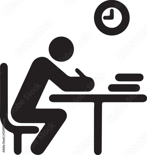 Illustration of a stickman studying hard late into the night