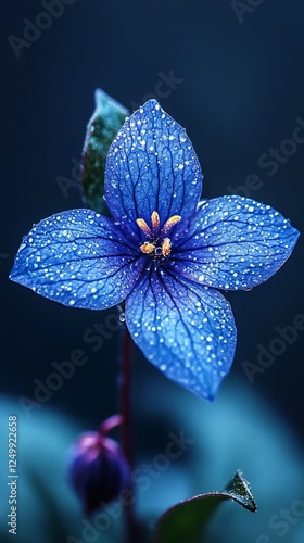 HD Phone Wallpaper Stunning Blue Flower with Dew Drops Close up Macro Photography Vibrant Nature