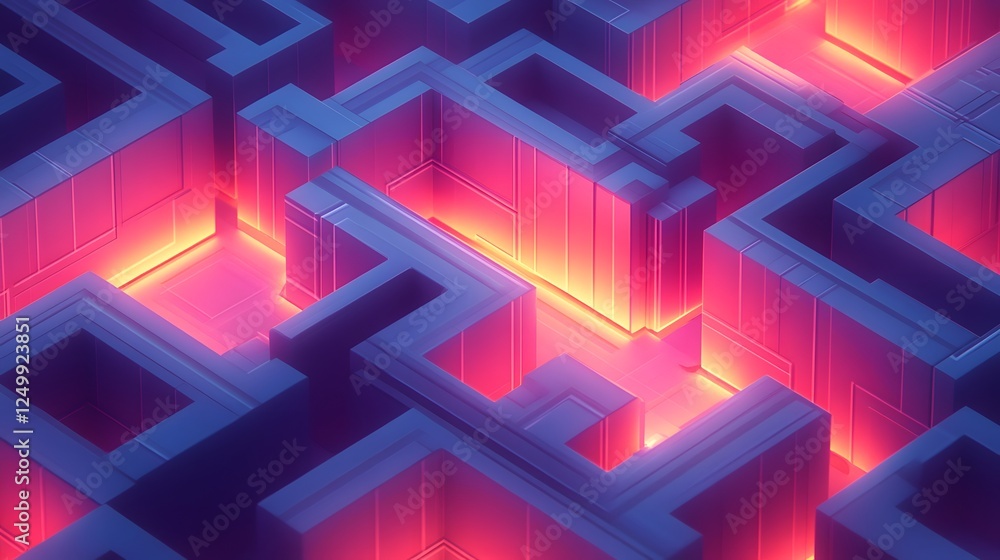 Isometric grid layout of a complex diagram clean l 24311b85-a11e-45a0-aaff-9c068c7a0437 0 with vibrant 3d cube pattern and colorful lights