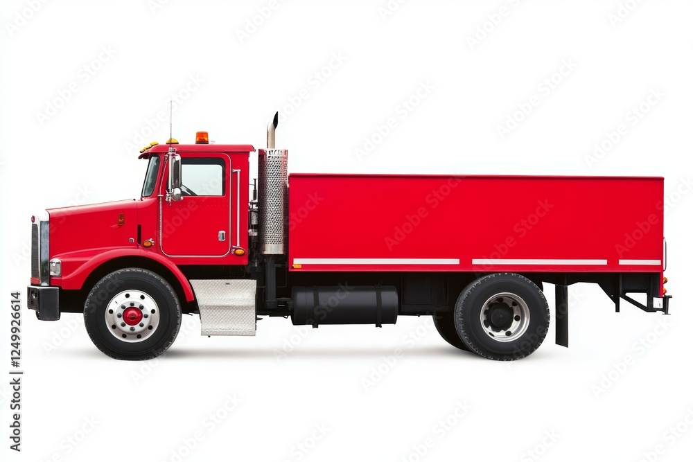 Red semi truck with a white background Red semi truck with a white background