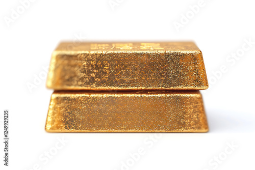 Wallpaper Mural Stacked gold bars with embossed East Asian characters, close-up on a white background. Torontodigital.ca