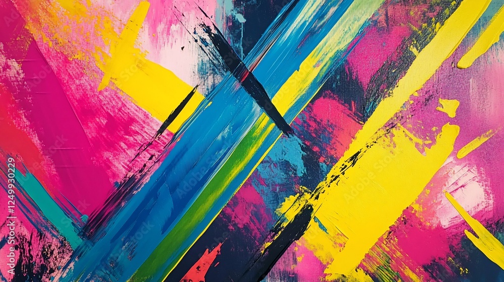 Obraz premium Dynamic Abstract Art with Bold Brushstrokes and Vibrant Color Palette